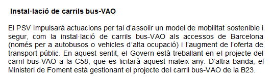 Carrils bus-VAO inclosos en el pla de seguretat viària (PSV) de Catalunya (2008-2010) en el que sortosament no s'hi inclou encara un carril bus a l'autovia de Castelldefels (C-31) al seu pas per Gavà Mar (26 de Febrer de 2008)